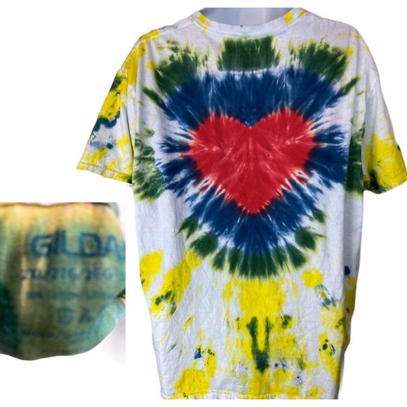 Tie Dye Rainbow Heart T Shirt - Adult XL - Picture 2 of 2